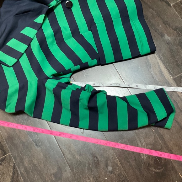 Outback Red by The Limited Blazer Jacket Navy and Green stripe 3/4 sleeve NWT - Picture 12 of 12